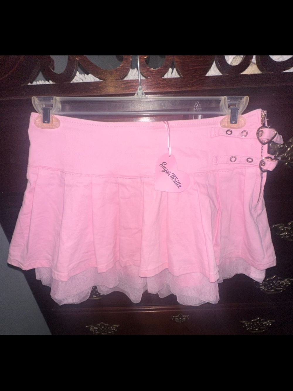 Sugar Thrillz Pink Layered Mini Skirt